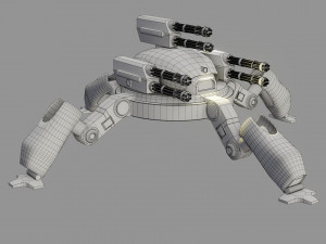 sci fi quad bot - low poly - game ready - pbr 3D Model