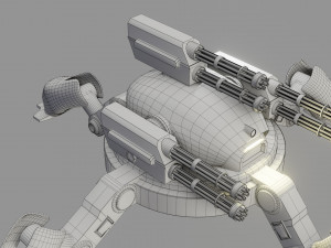 sci fi quad bot - low poly - game ready - pbr 3D Model