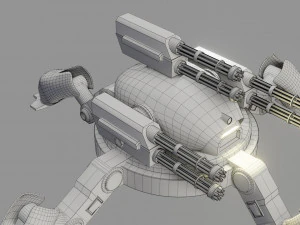 sci fi quad bot - low poly - game ready - pbr 3D Model
