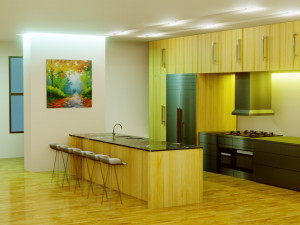 kitchen interior - low poly - gameready 3D Модель