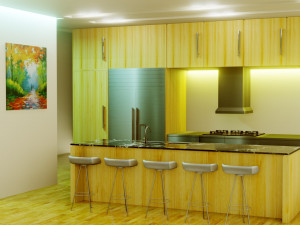 kitchen interior - low poly - gameready Modelo 3D