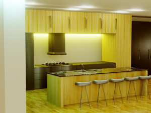 kitchen interior - low poly - gameready Modelo 3D
