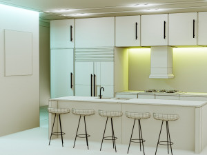 kitchen interior - low poly - gameready Modelo 3D