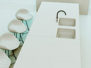 kitchen interior - low poly - gameready Modelo 3D