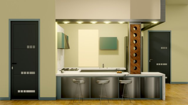 kitchen interior - low poly - gameready 3D 模型 .c4d .max .obj .3ds .fbx .stl .blend 