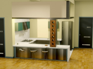 kitchen interior - low poly - gameready 3D 模型