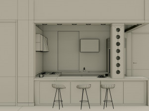 kitchen interior - low poly - gameready 3D 模型