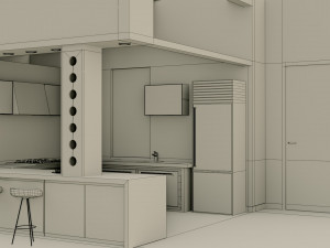 kitchen interior - low poly - gameready 3D 模型