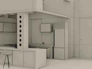 interior da cozinha - low poly - gameready Modelo 3D