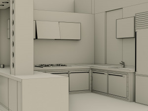 kitchen interior - low poly - gameready 3D 模型