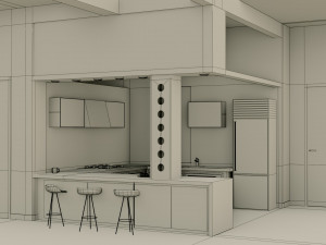 kitchen interior - low poly - gameready 3D 模型
