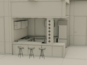 kitchen interior - low poly - gameready 3D 模型