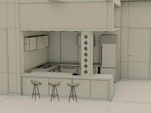 interior da cozinha - low poly - gameready Modelo 3D
