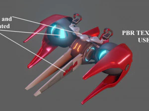sci-fi glider - low poly - game ready - pbr 3D Model