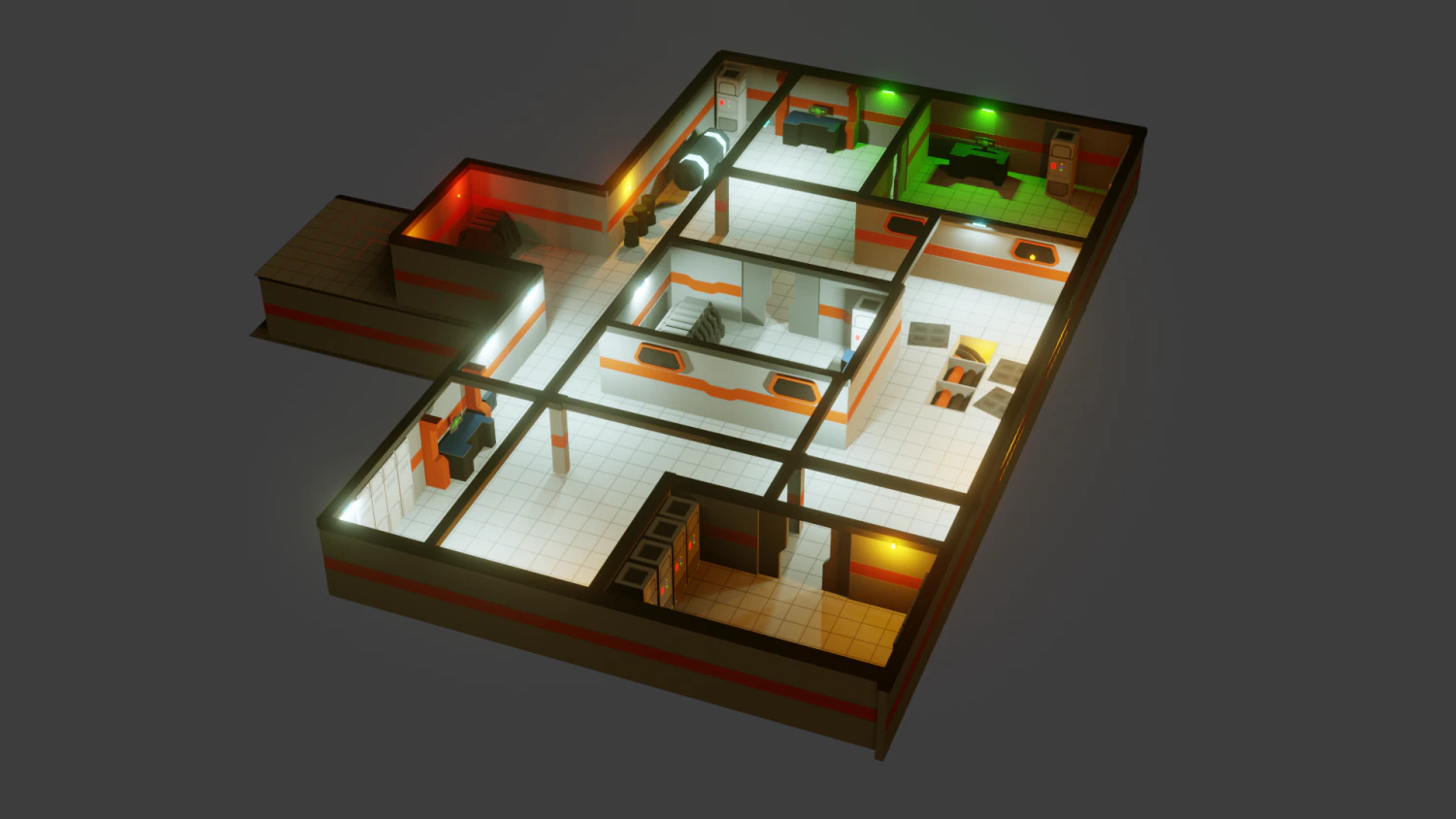 modular sci fi lab - low poly - game ready - pbr 3D Model .c4d .max .obj .3ds .fbx .stl .blend 