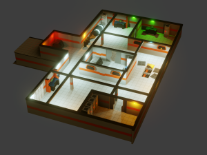 modular sci fi lab - low poly - game ready - pbr Model 3D