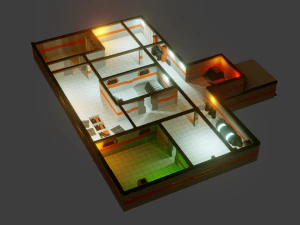 modular sci fi lab - low poly - game ready - pbr 3D Model