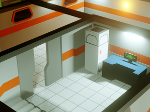 modular sci fi lab - low poly - game ready - pbr Modelo 3D
