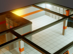 modular sci fi lab - low poly - game ready - pbr 3D Model