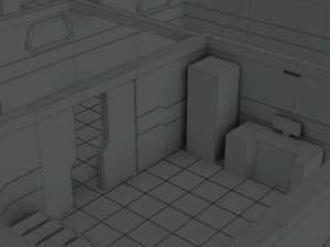 modular sci fi lab - low poly - game ready - pbr 3D Model