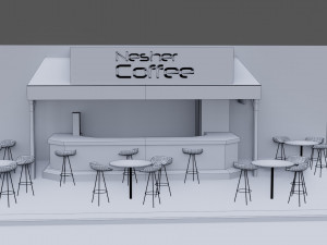 coffee shop - low poly game ready - pbr 3Dモデル
