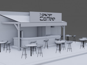 coffee shop - low poly game ready - pbr 3Dモデル