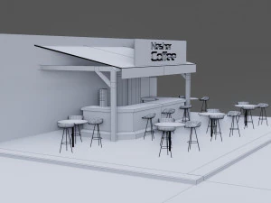 coffee shop - low poly game ready - pbr 3D Model