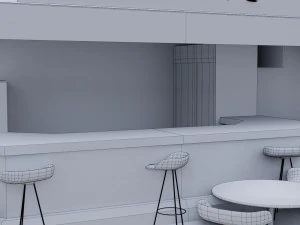 coffee shop - low poly game ready - pbr 3D Model