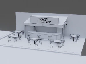 coffee shop - low poly game ready - pbr 3D Model