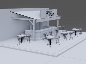 coffee shop - low poly game ready - pbr 3Dモデル