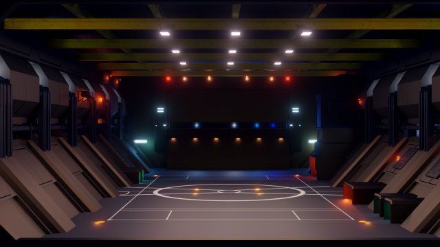 sci-fi hangar - low poly - game ready -pbr 3D Model .c4d .max .obj .3ds .fbx .stl .blend 