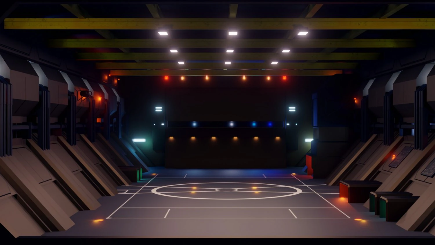 sci-fi hangar - low poly - game ready -pbr 3D Model .c4d .max .obj .3ds .fbx .stl .blend 