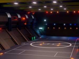 sci-fi hangar - low poly - game ready -pbr 3D Model