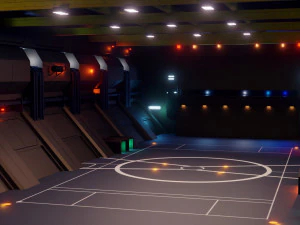 sci-fi hangar - low poly - game ready -pbr 3D Model