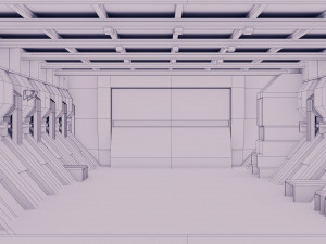 sci-fi hangar - low poly - game ready -pbr 3D Model