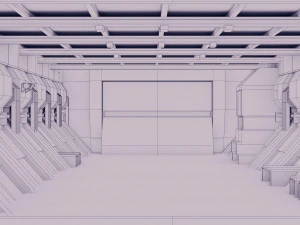 sci-fi hangar - low poly - game ready -pbr 3D Model