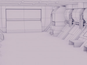 sci-fi hangar - low poly - game ready -pbr 3D Model