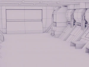 sci-fi hangar - low poly - game ready -pbr 3D Model