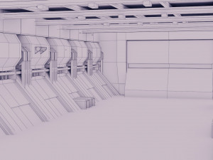 sci-fi hangar - low poly - game ready -pbr 3D Model