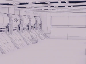 sci-fi hangar - low poly - game ready -pbr 3D Model