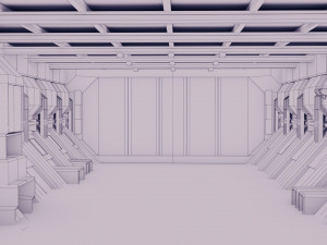 sci-fi hangar - low poly - game ready -pbr 3D Model