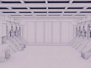 sci-fi hangar - low poly - game ready -pbr 3D Model