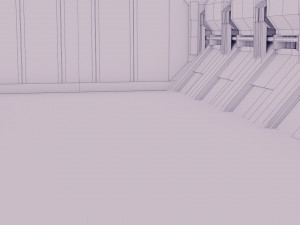 sci-fi hangar - low poly - game ready -pbr 3D Model