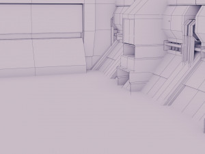 sci-fi hangar - low poly - game ready -pbr 3D Model