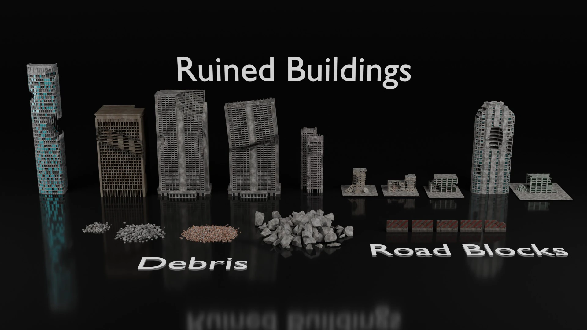 Low Poly Ruined Building - Game Ready - PBR 3D Model .c4d .max .obj .3ds .fbx .stl .blend