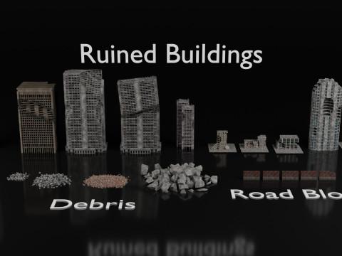 Low Poly Ruined Building - Game Ready - PBR 3D Model