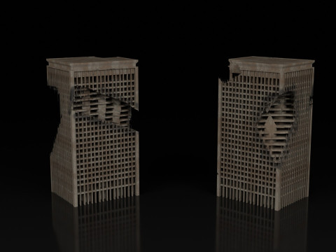 Low Poly Ruined Building - Game Ready - PBR 3D 模型