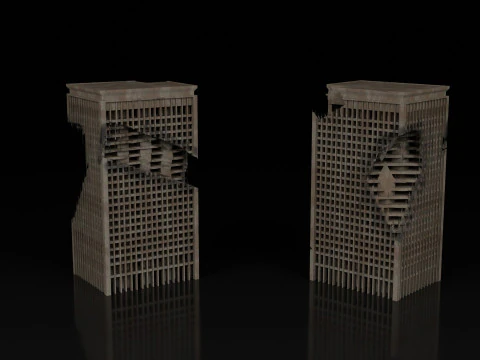Low Poly Ruined Building - Game Ready - PBR 3D Model
