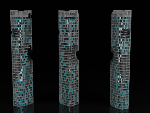 Low Poly Ruined Building - Game Ready - PBR 3D 模型