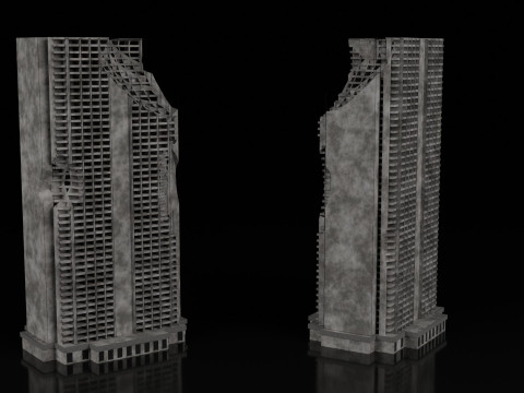 Low Poly Ruined Building - Game Ready - PBR 3D 模型